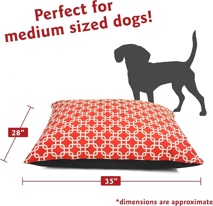Majestic Pet Medium Dog Bed Washable Non Slip Comfy Rectangle Pet Bed Super Value PillowKennel Dog Bed for Medium Breed Sleeping - Multipurpose 35 x 28 Inch Links Red - Image 2
