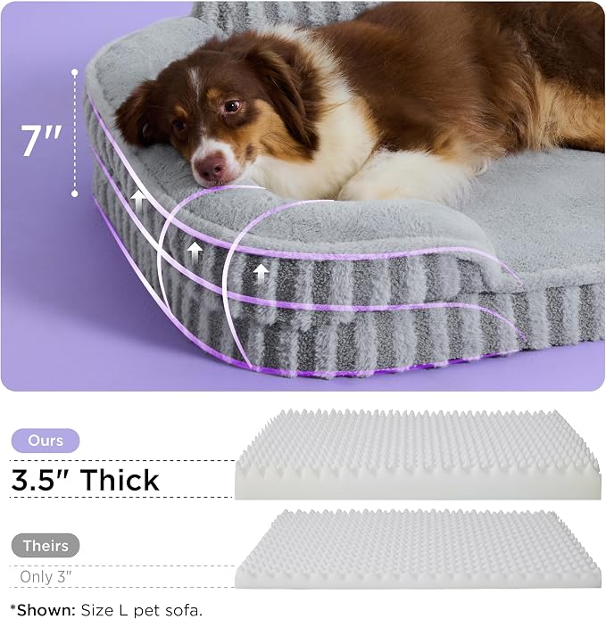 LE SURE Cute Cozy High Back Orthopedic Dog Beds Medium Size Dog,28" Beige | Waterproof Pet Bed with Sides, Aesthetic Comfy Egg-Crate Foam Pet Couch Sofa, Removable Washable Cover, Non-Slip Bottom - Image 2