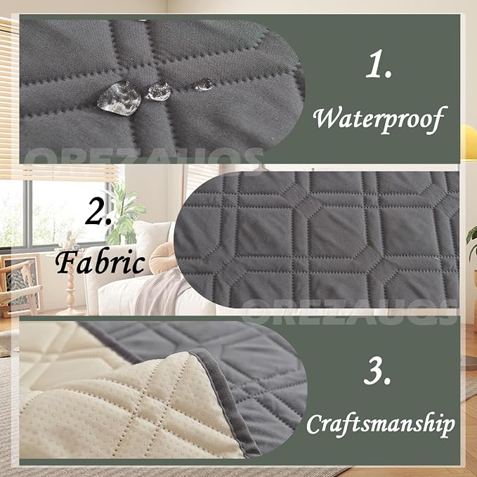 Waterproof Blanket Dog Bed Cover Non Slip Large Sofa Cover Dog Blanket for Couch Protection Pet Blanket for Furniture Bed Couch Sofa Reversible (Dark Gray,170 * 210cm) - Image 4