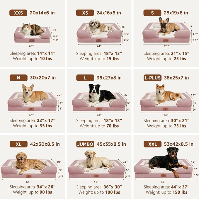 Comfort Expression Orthopedic Dog Beds for Large Sized Dog with Bolster | Waterproof Dog Couch Bed with Washable Cover & Non-Slip Bottom, Supportive Egg Crate Foam Large Pet Bed, 38x25 Inch - Image 8