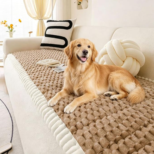 OTOB Couch Protector for Dogs Washable, Non Slip Pet Dog Sofa Couch Cover | Coffee, 27.6" x 70.9", Fuzzy Soft Plush, Pet Friendly, All Seasons, Breathable, Modern, Thick Wear-Resistant by OTOB