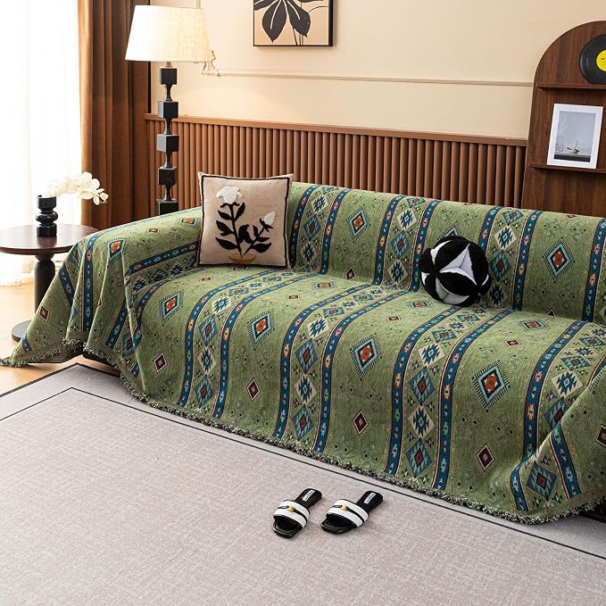 ROOMLIFE Couch Cover 3 Cushion Sofa, Washable Non Slip Furniture Sofa Protector Cover, Soft Chenille Sofa Slipcovers Sectional L Shape Dogs Couch Cover Throw Blanket with Tassels 71''X134'' - Image 5