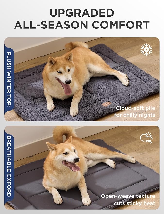 Joydeco Low Profile Dog Crate Mat Reversible Bed Pad, Washable Dog Pad Mat with Ultra Soft Fleece, Compact Design Kennel Beds Mats for Extra Large Jumbo Medium Small Pets, 48" x 30" Dark Gray - Image 3