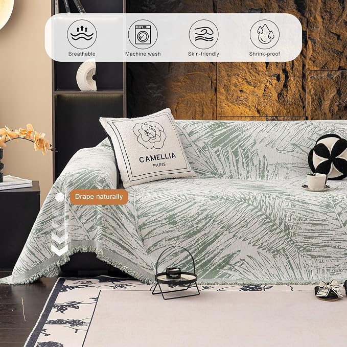 ROOMLIFE Couch Cover Boho Sofa Covers for 3 Cushion Couch Washable | Furniture Protector Sofa Couch Cover for Dogs, Soft Breathable Sofa Slipcover, Couch Throw Blankets with Tassels 71''X134'' - Image 2