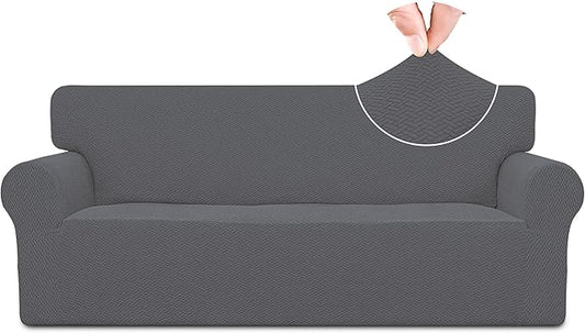 Easy-Going Stretch Jacquard Couch Cover, 1-Piece Soft Sofa Cover, Sofa Slipcover with Anti-Slip Foams, Washable Furniture Protector for Kids, Pets (Sofa, Gray) by Easy-Going