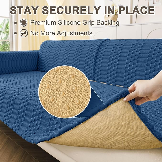 Smiry Waterproof Couch Covers for Dogs Washable, Non Slip Pet Sofa Cover | Plush Scratch Resistant Flannel Furniture Protector for Dogs, Navy, 36" x 63" - Image 4
