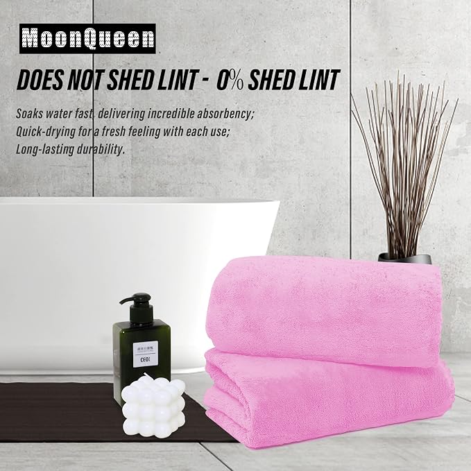 MOONQUEEN 6 Pack Premium Bath Towel Set - Quick Drying - Microfiber Coral Velvet Highly Absorbent Towels - Multipurpose Use as Bath Fitness, Bathroom, Shower, Sports, Yoga Towel (Frozen Berry) - Image 3