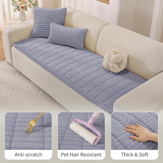Couch Cover for Dogs,Washable Non-Slip Pet Friendly Sofa Protector | Thick Flannel Sofa Cover,Nonslip, Washable,Anti-Pilling,Pet Friendly,for Dogs & Cats,Cozy Protect Against Fur,27.6" x 70.9" - Image 4