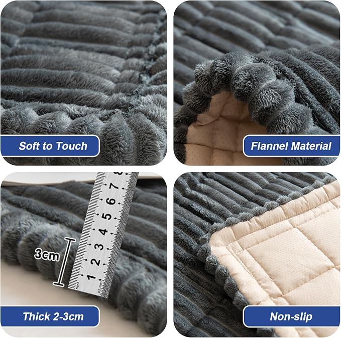New Thick Sofa Covers Washable - Soft Corduroy Universal Sofa Cover 2 3 4 Seater, Non-Slip Couch Cover, Couch Seat Covers Sofa Slipcovers Furniture Protector for Living Room (Dark Grey, 70x210cm) - Image 7
