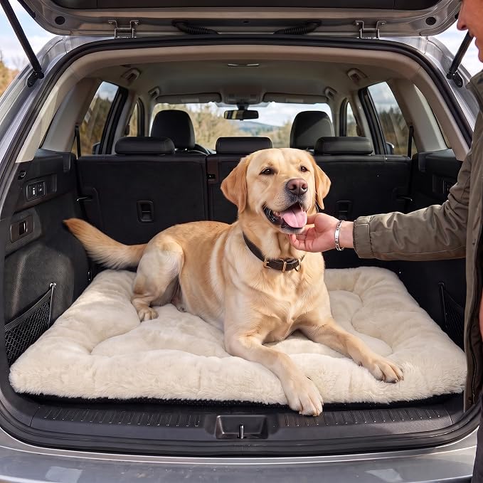 Dog Bed 42" for Metal Crate Pad,Washable Sleeping Mat for Medium/Large Pets | Soft faux rabbit fur, non-slip,machine wash/dry, plush cushioning, for crates, floors & travel, multiple sizes for all breeds - Image 9
