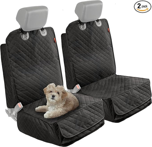 Lusso Gear Dog Car Seat Cover for Front Seat (2 Pack) - 100% Waterproof, Nonslip - Full Protection for Passenger Chair, Captain Chairs - Rear Seat Protector for Dogs - Fits Cars, Trucks, SUVs by LussoGear