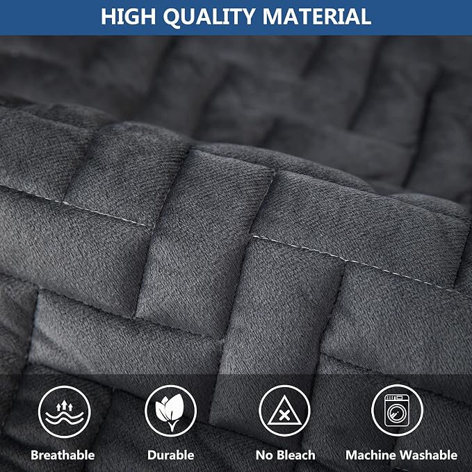 Eismodra Couch Cover,Sectional Couch Covers,Sofa Covers for 3 Cushion Couch,Anti-Slip Sofa Slipcovers for Dogs Cats Kids Loveseat Recliner L Shaped Armrest Backrest,Dark Gray 43''x94''(Only 1 Piece) - Image 3
