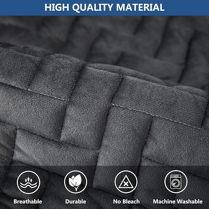 Eismodra Couch Cover,Sectional Couch Covers,Sofa Covers for 3 Cushion Couch,Anti-Slip Sofa Slipcovers for Dogs Cats Kids Loveseat Recliner L Shaped Armrest Backrest,Dark Gray 43''x70''(Only 1 Piece) - Image 3