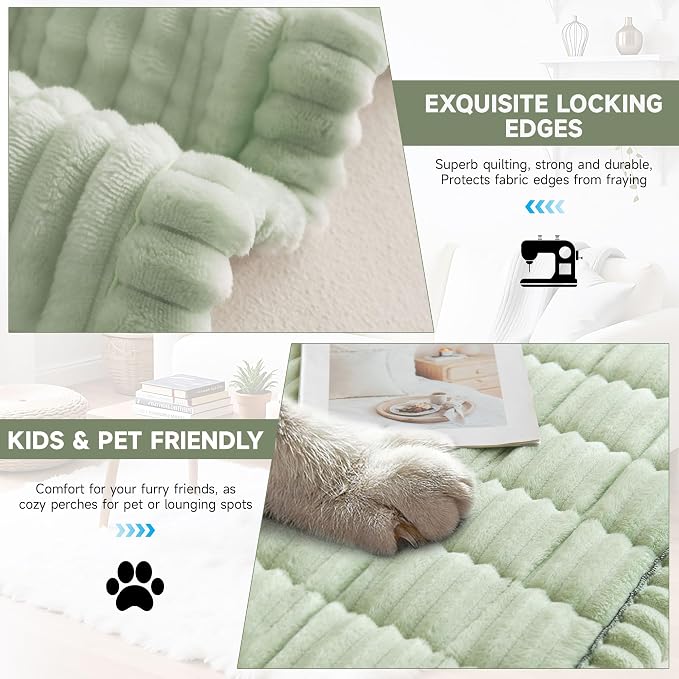 OTOB Dog Couch Covers for 3 Cushion Washable Non Slip Plush Pet Friendly Bed Mat Sofa Cover for Dogs, All Seasons Cozy Soft Fuzzy Furniture Protector Sofa Slipcovers (Matcha Green, 27.6" x 59.1") - Image 4