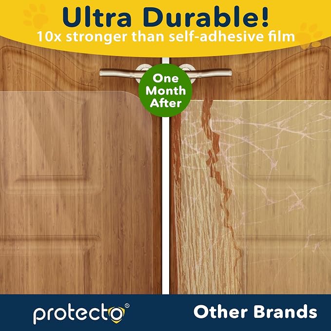 PROTECTO 2-Pack Door Protector from Dog Scratching, 30x20 - Door Guard | Clear Door Scratch Protector & Screen Door Protector for Cats, Scratch Shield - Window, Wall, Sliding Doors, Indoor Outdoor - Image 3