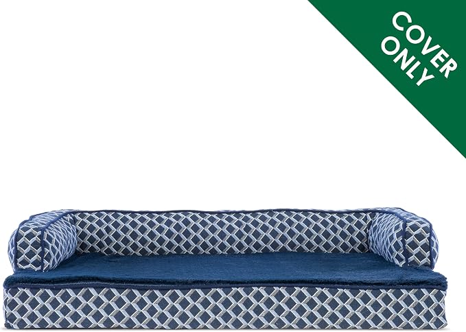 Furhaven Replacement Dog Bed Cover Comfy Couch Plush & Décor Sofa-Style, Machine Washable - Diamond Blue, Medium - Image 2