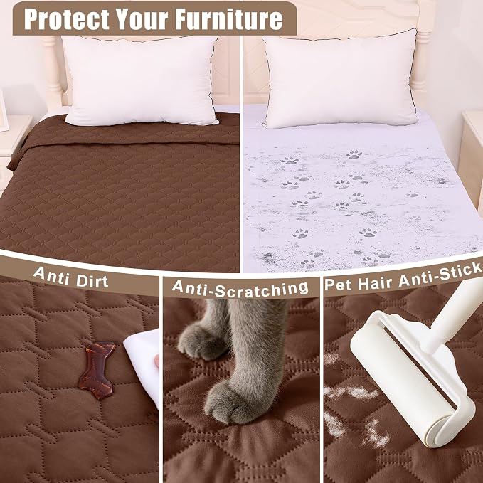 Smiry Waterproof Dog Bed Cover Blanket, Reversible Pet Blanket | Soft Reversible, Washable Leakproof Cats Dogs Couch Cover for Sofa, Couch, Furniture (82x120 Inch) - Image 4