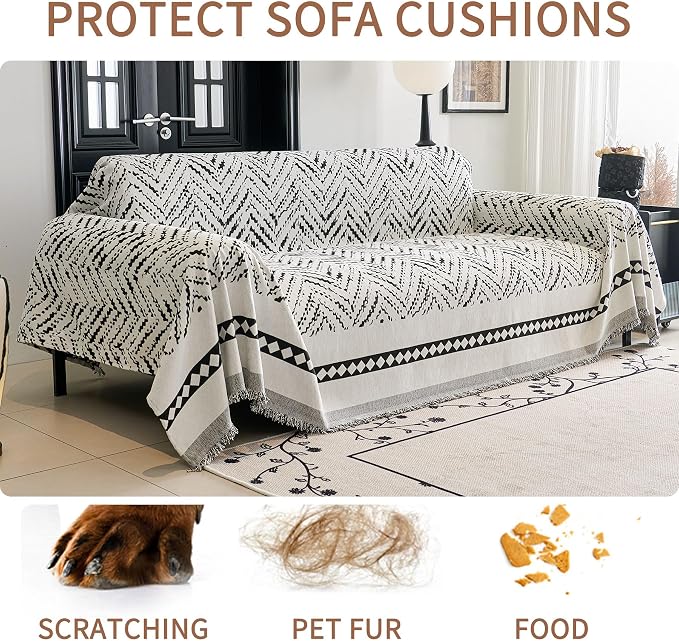 HAOMAIJIA Non Slip Couch Cover Sofa Covers for 2 Cushion Couch Washable sectional Couch Covers for Dogs pet Furniture Protector Couch Cover Blanket for Living Room (MR-Black, 71"x102") - Image 6