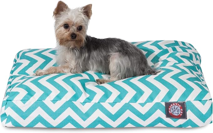 Majestic Pet Chevron Rectangle Dog Bed Washable – Non Slip Comfy Pet Bed – Crate Bed with Removable Washable Cover – Kennel Bed for Sleeping, Polyester Fiber, Small, Teal by MajesticPet