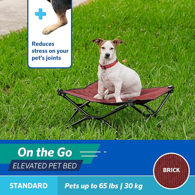 Coolaroo On-The-Go Elevated Dog Bed - Foldable Pop-Up Travel Dog Bed with Breathable, Moisture-Resistant Fabric, Carry Bag Included, Lightweight & Portable, Brick, Standard - Image 2