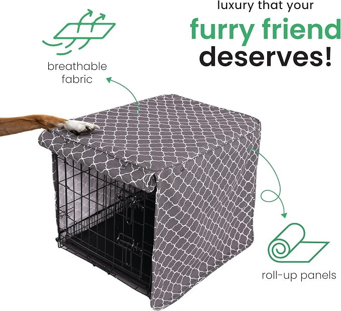 Molly Mutt Clark Gable Dog Crate Cover, 100% Cotton Canvas Cover with 2 Roll-Up Panels, Ideal for Dog or Cat Crate, Durable, Washable, and Free of Harmful Chemicals, 30" x 21" x 24" - Image 5