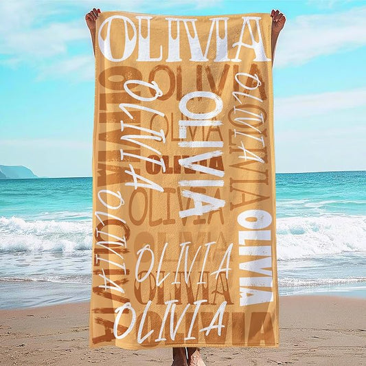 JML Personalized Beach Towel with Name, Custom Beach Towel with Name, Customized Microfiber Pool Towel, Quick Dry & Absorbent Swim Towel for Adult,Anniversary, Birthday, Summer Holiday,Vacation by JML
