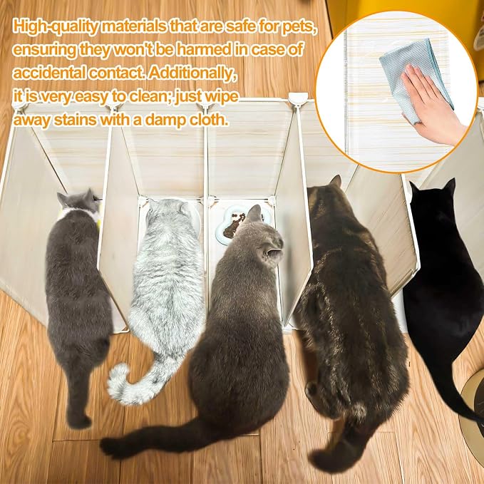 Cat Feeding,Kitty Food Bowls Splash Guard,Food Bowl for Cats Feeding Partition and Spill Guard for Separate Meals for Cats,5-Compartment Divider,Easy to Clean.(Not Including Cat Bowls) - Image 4