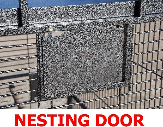 Large Elegant Wrought Iron Open Dome Play Top Bird Parrot Cage, Include Metal Seed Guard Solid Metal Feeder Nest Doors - Image 8