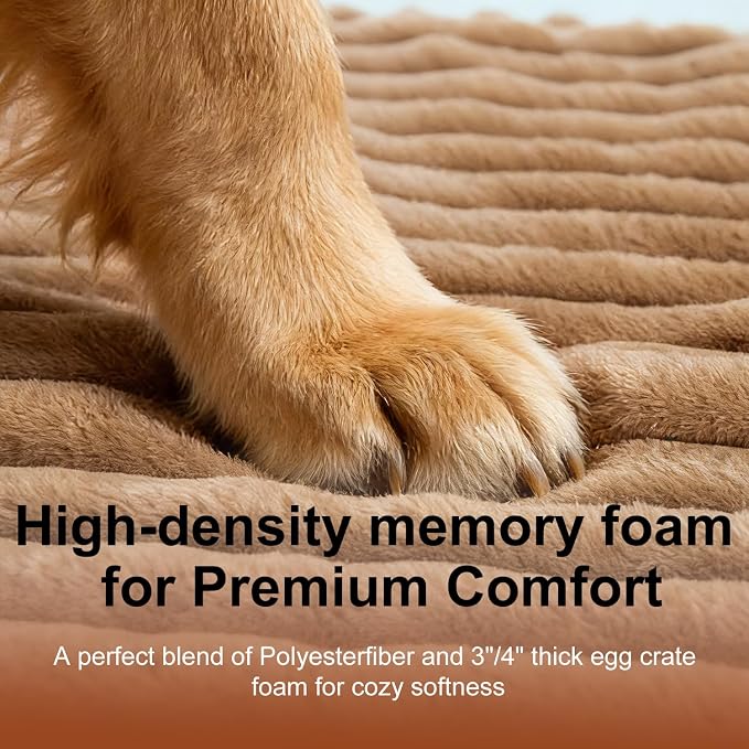 Waterproof Orthopedic Dog Bed for Medium Dogs Brown | Non-Slip Egg-Crate Memory Foam Dog Couch Pet Bed with Sides Removable Washable Cover for Crate - Image 3