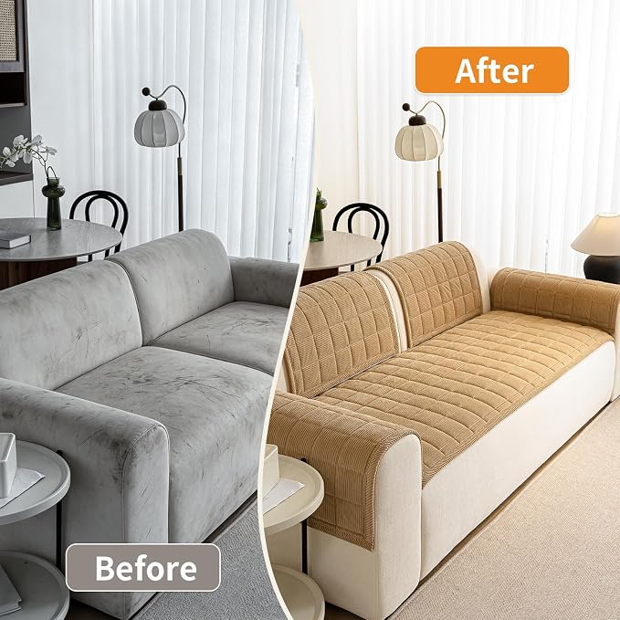 Couch Covers for Dogs Washable, Non Slip Couch Covers for Loveseat Sofa Pet Friendly, Soft Fuzzy Sofa Covers for Pet, Dog Couch Cover Furniture Protector(1PC,Light Brown,27.6"x27.6") - Image 6