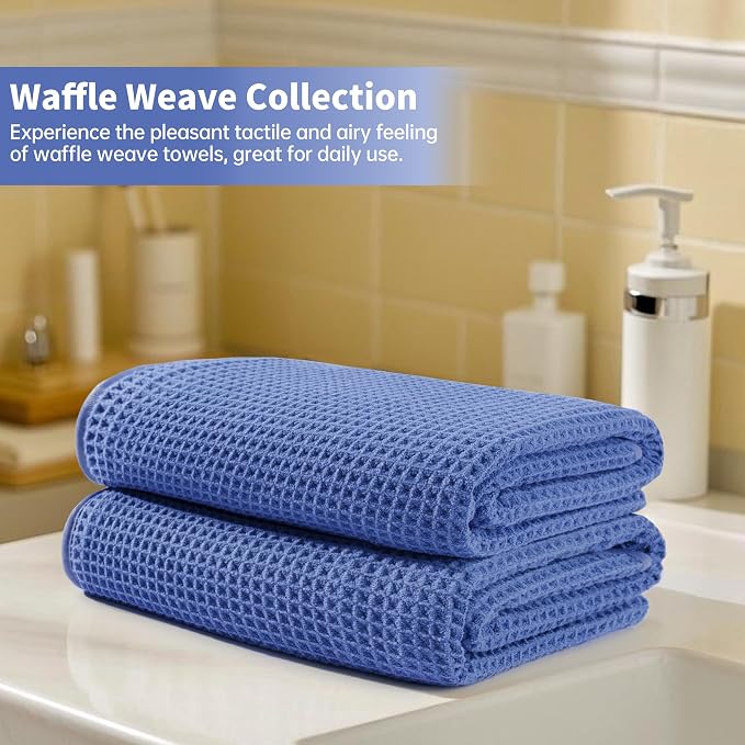 Microfiber Waffle Bath Towels, 4 Pieces, Soft, Absorbent, Fast Drying, Lint Free 430 GSM (27''x55''/68.58 cm x139.7 cm) - Image 6