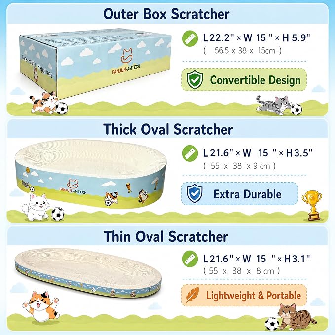 3PCS NO-Mess White Cat Scratcher Cardboard Lounge Bed, Mess-Free Oval Cat Scratching Pad, Stop Eating Debris, Soccer Style Cat Scratcher Bowl Nest for households with Multiple Cats - Image 4