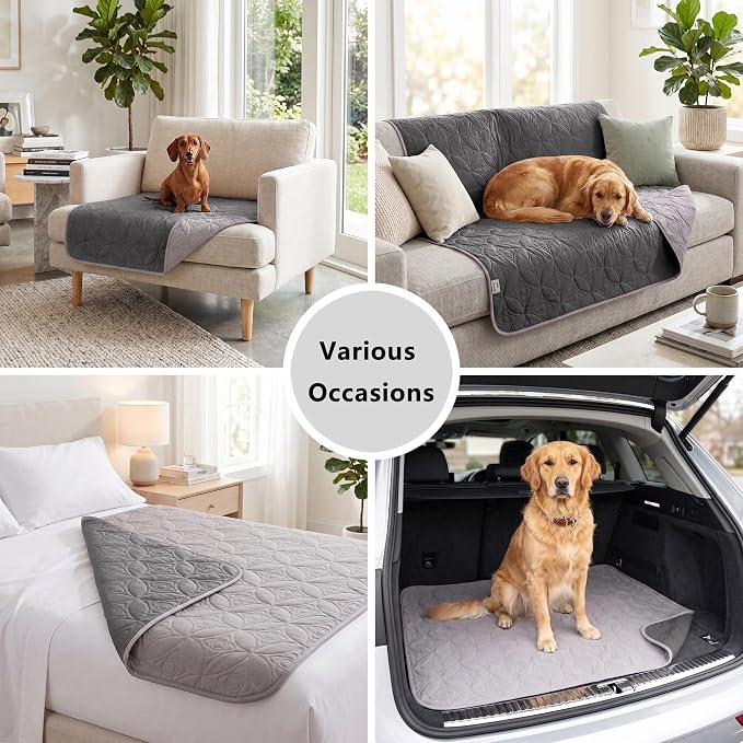 Waterproof Couch Cover for Dogs - Washable Pets Furniture Protector | TPU Leak-Proof Liner, Lightweight & Reversible, Fits Chair, Sofa, Bed, 30" x 70" , Lightgrey/Darkgrey - Image 5