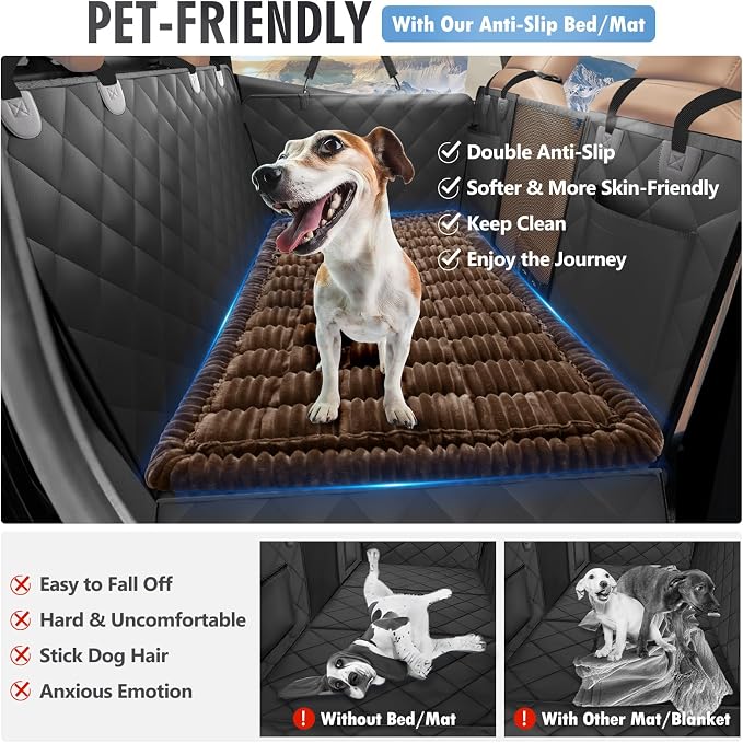Dog Bed for Car Back Seat, Non-Slip Backseat Pet Mat Standard, 51''X23.5'' | Soft Blanket for Travel, Plaid Flannel, Quilted PP Cotton Filling, Non-Slip Backing, Machine Washable, Fit Backseat Extenders - Image 2