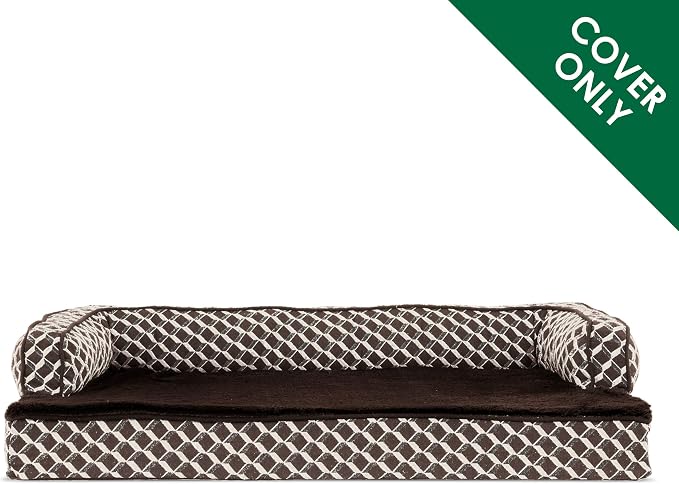 Furhaven Replacement Dog Bed Cover Comfy Couch Plush & Décor Sofa-Style, Machine Washable - Diamond Brown, Large - Image 2