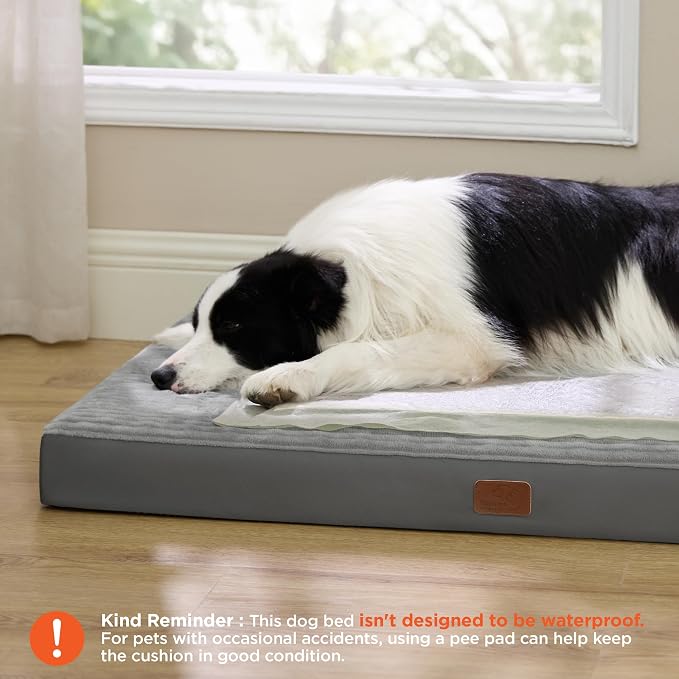 Bedsure ComfyFleece XL Dog Bed for Crate with Washable Cover, 41x27 | Orthopedic Egg Crate Foam Pet Mat,Removable Cover, Nonslip Bottom,Not Waterproof,Not Chewproof,For Extra Large Breeds ≤70lbs - Image 2