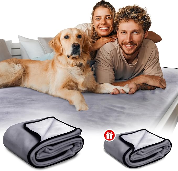Paw Buddies Premium Waterproof Blanket 80"x90" Velvet-Feel Reversible Throw – Leakproof, Machine Washable Bed & Sofa King Size Protector for Couples, Pets & Travel + Bonus Small Blanket - Image 6