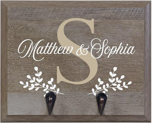 Rooms Organized Personalized Re-Engineered Family Name Barn Wood Decor Wall Mounted Coat Hat and Dog Leash Rack Storage with 2 Metal Hooks 10" w x 8" h 4.25" deep by LifeSongMilestones
