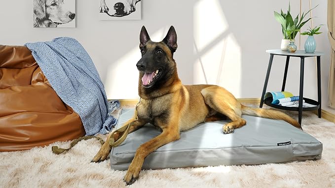 Explore Land Waterproof Dog Bed Cover Canvas Washable Dog Crate Pad Replacement Cover for 54 Inch Crate, 53Lx36Wx4H inch, Gray - Image 2