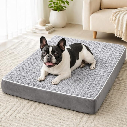 WNPETHOME Orthopedic Large Dog Bed, Large Waterproof Dog Bed with Removable Washable Cover & Anti-Slip Bottom,Egg Crate Foam Pet Bed Mat,Soft Rose Plush Pet Crate Mat by WNPETHOMEPETSHOME