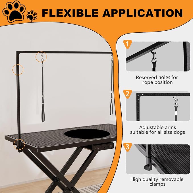 50" Professional Electric Lift Dog Grooming Table Heavy Duty | Dog Grooming Table with Roller, Adjustable Overhead Arm and Tool Organizer for Home & Commercial Use - Image 5