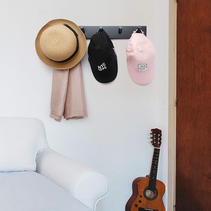 WEBI Coat Rack Wall Mounted,Coat Hanger Wall,16" Hole to Hole,Coat Hooks Wall Mount,Hook Rack Peg Rail,5 Hooks for Hanging Jacket,Hats,Clothes,White - Image 7