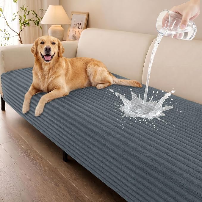 Smiry Waterproof Couch Cover for Dogs, Washable Non Slip Plush Protector | Waterproof Protection, Plush Flannel, Non Slip Backing, Pet Hair & Scratch Protection, Soft Cover (43" x 63") by Smiry