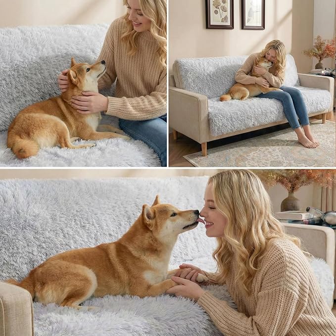 Dogs/Cats Bed Mats, Dog Pad Washable Removable Couch Cover with Anti-Slip Back, Plush Long Fur Mat, Perfect for Small, Medium and Large Dogs.(Magic Gray, 52"x82") - Image 2