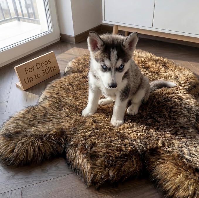 Faux Fur Orthopedic Dog Bed, Memory Foam, Brown 30"x20" | Plush Washable Dog Rug with Waterproof Machine Washable Cover, Calming for Anxious Senior Dogs, Relieves Joints - Image 3
