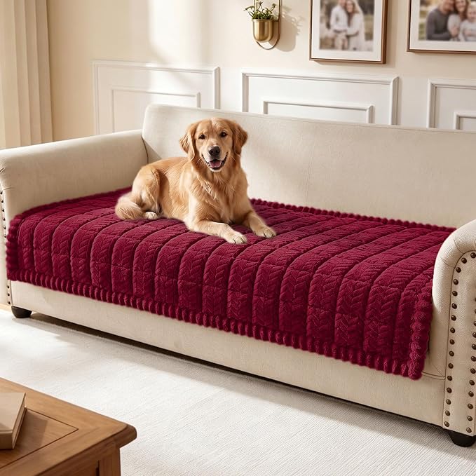 Smiry Couch Cover for Dogs, Non Slip Fuzzy Pet Sofa Covers Washable | Sofa Slipcovers for 3 Cushion Couch, Soft Thick Furniture Protector for Cats Dogs, Against Fur, Dirt, Scratch (35.4"x82.7") by Smiry