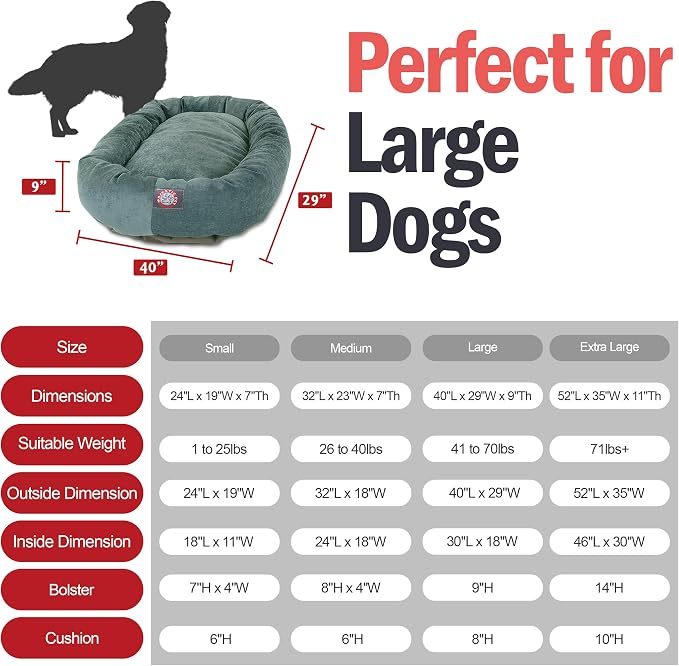 Majestic Pet 40 Inch Micro Velvet Calming Dog Bed Washable – Cozy Soft Round Dog Bed with Spine for Head Support - Fluffy Donut Puppy Mat 40x29x9 (inch) Large – Azure (2025) - Image 3