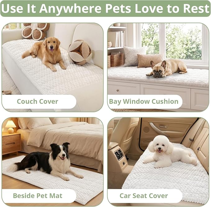 OstepDecor Couch Cover for Dogs, Washable Non Slip Sofa Cover for Pets, Soft Couch Covers for Sofa, Loveseat and Sectional, Furniture Protector Against Pet Hair & Scratches (27.6" x 47.2", White) - Image 2