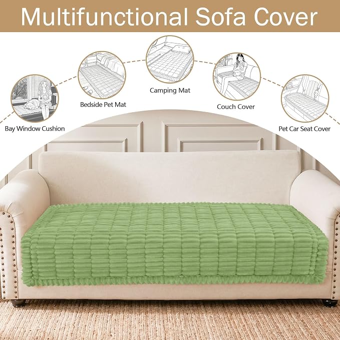 hyha Couch Cover for Dogs, Washable Non Slip Plush Flannel Sofa Protector | Thick Flannel, Silicone Anti-Slip Backing, Pet Hair & Scratch Protection, Fits Sofa & Loveseat (35.4" x 35.4") - Image 3
