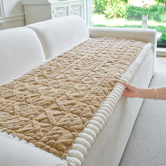 Fuzzy Couch Covers for Dogs, Non Slip Thick Dog Couch Cover Protector, Plush Pet Couch Covers for Sofa Washable, Soft Sofa Cushion Slipcovers Pet Friendly(1PC, Light Brown, 27.6”x59.1”) by PJLZJFBY